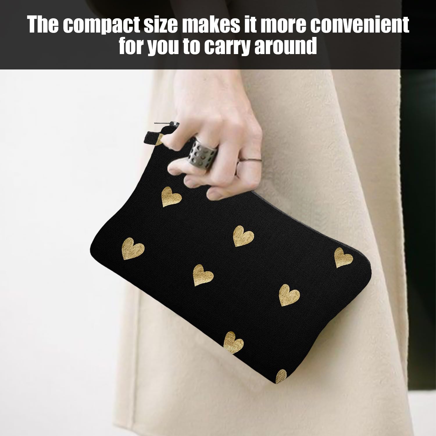 Borsa Per Cosmetici Stampata A Forma Di Cuore Da 2 Pezzi, Borsa Per Cosmetici Da Viaggio Portatile, Mini Borsa Per Cosmetici, Portamonete Con Cerniera, Borsa Per Articoli Da Toilette