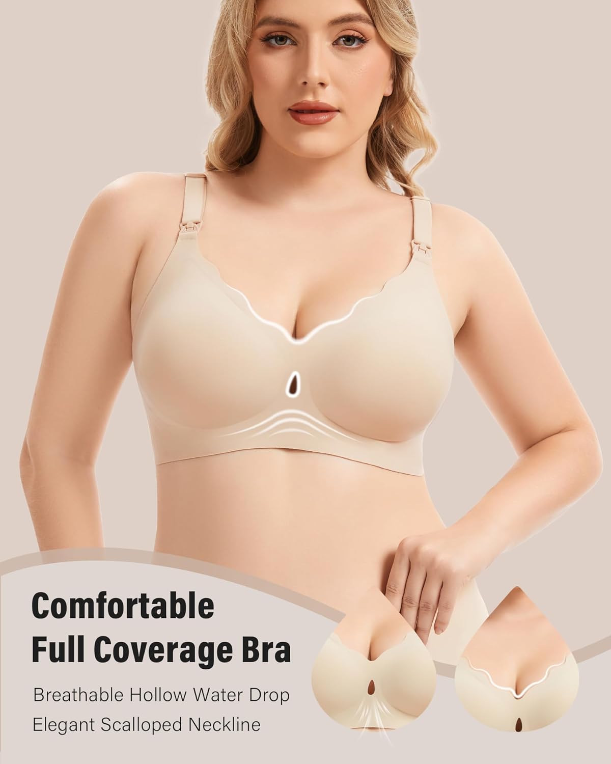 Vinfact 3 Pack Nursing Bras for Breastfeeding Comfort Hollow Breast Feeding Bras Women Seamless Maternity Bras for Pregnancy - Image 5