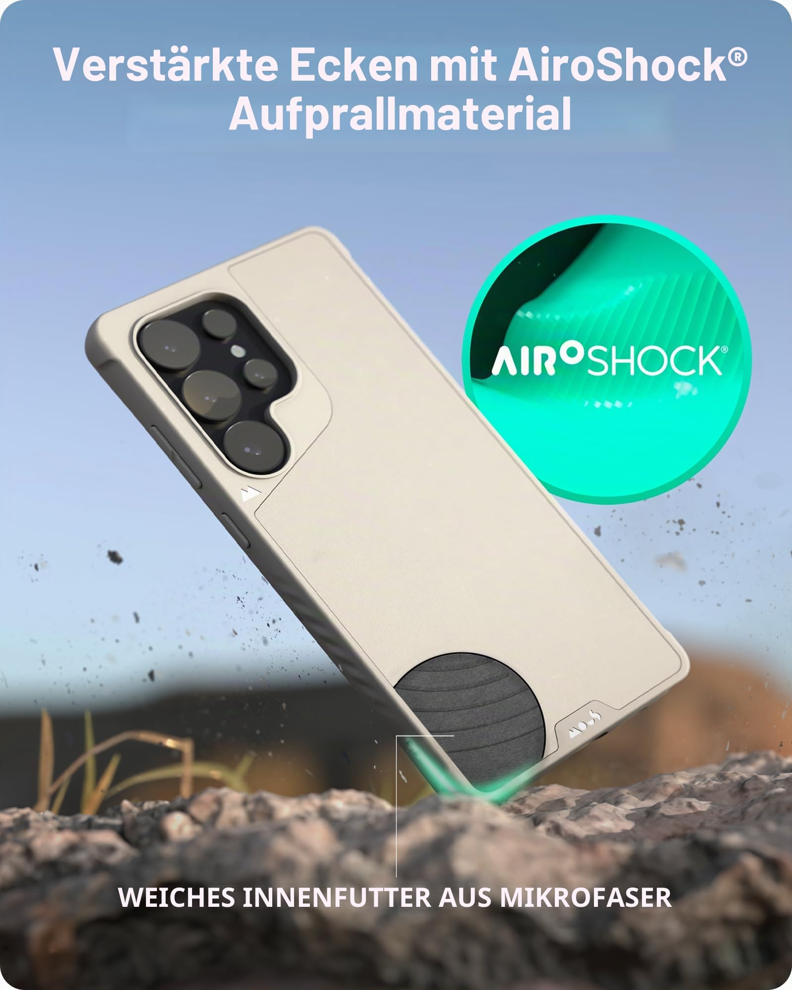 Mous für Samsung Galaxy S25 Ultra Hülle Kompatibel mit MagSafe, Limitless Sand - Stoßfest
