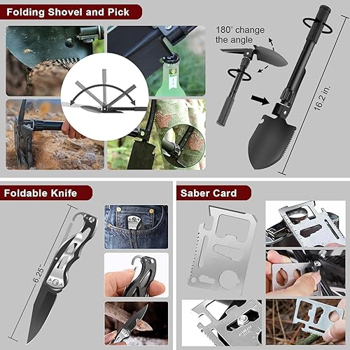 Miniatura 3 de Regalos para hombres del Día del Padre  Kits de supervivencia 118 en 1  Equipo de supervivencia de grado militar para aventuras al aire libre,