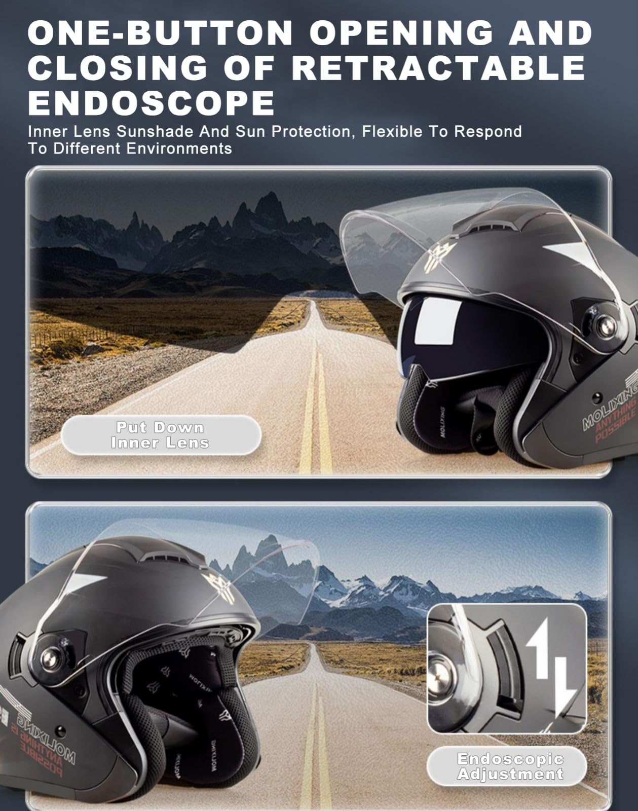 Motorhelm-DOT Goedgekeurde Ultradunne Muts Voor Heren En Dames-Motorhelm Vintage Lichtgewicht
