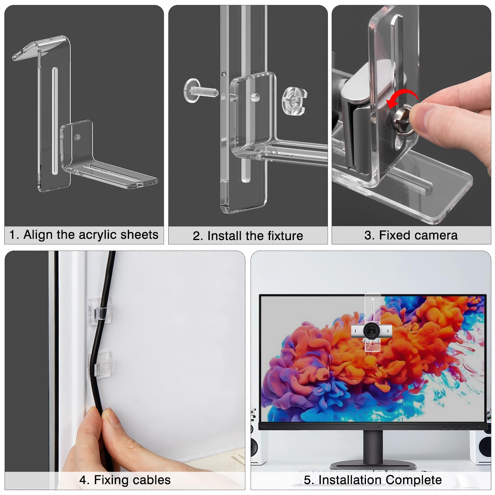 Supporto per webcam per schermo centrale e schermo centrale, posiziona la webcam ovunque sul monitor, schermo del laptop, compatibile con webcam Logitech MX Brio, C920x, C922, C930