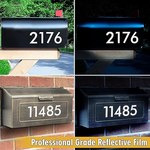 Miniatura 4 de Superflash Calcomanía adhesiva reflectante de números para buzón de exterior, color blanco, calcomanía troquelada y preespaciada, para casa, botes