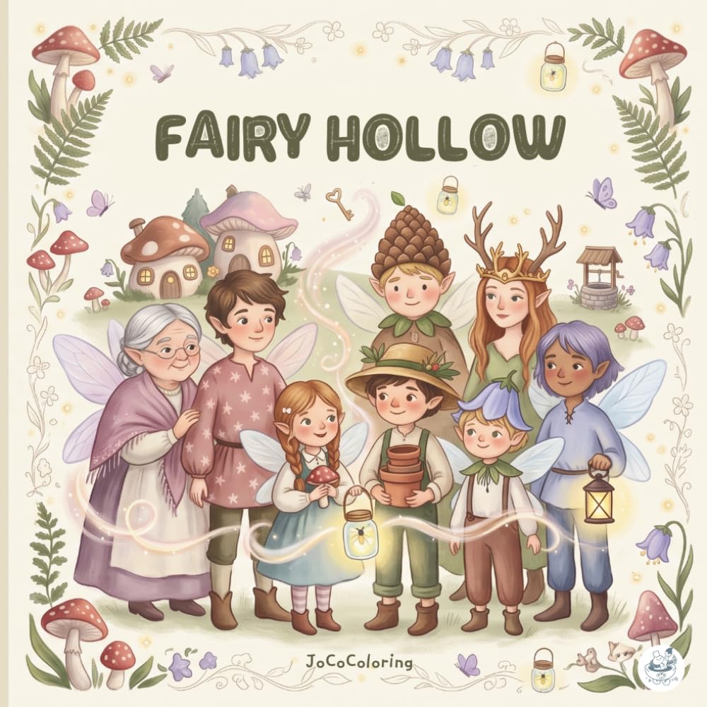 Fairy Hollow Coloring Book: A Whimsical Enchanted Forest to Color: 40 Cottagecore Scenes of Fairies, Mushroom Cottages & Woodland Magic for Adults & Teens