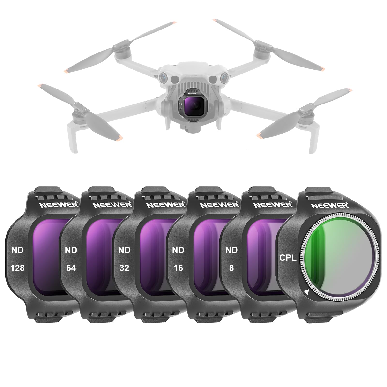 NEEWER CPL ND Filter Set Compatible with DJI Mini 5 Pro (CPL/ND8/ND16/ND32/ND64/ND128), Snap On Circular Polarizing Polarizer Neutral Density Lens Filter Multicoated Drone Camera Accessories, 6 Pack