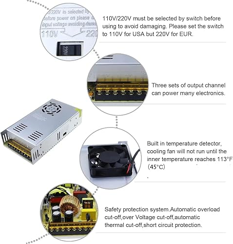 Miniatura 8 de Fuente de alimentación conmutada de 240 W, transformador convertidor de 12 V 20 A CA-CC para vigilancia CCTV, pantalla LED, automatización