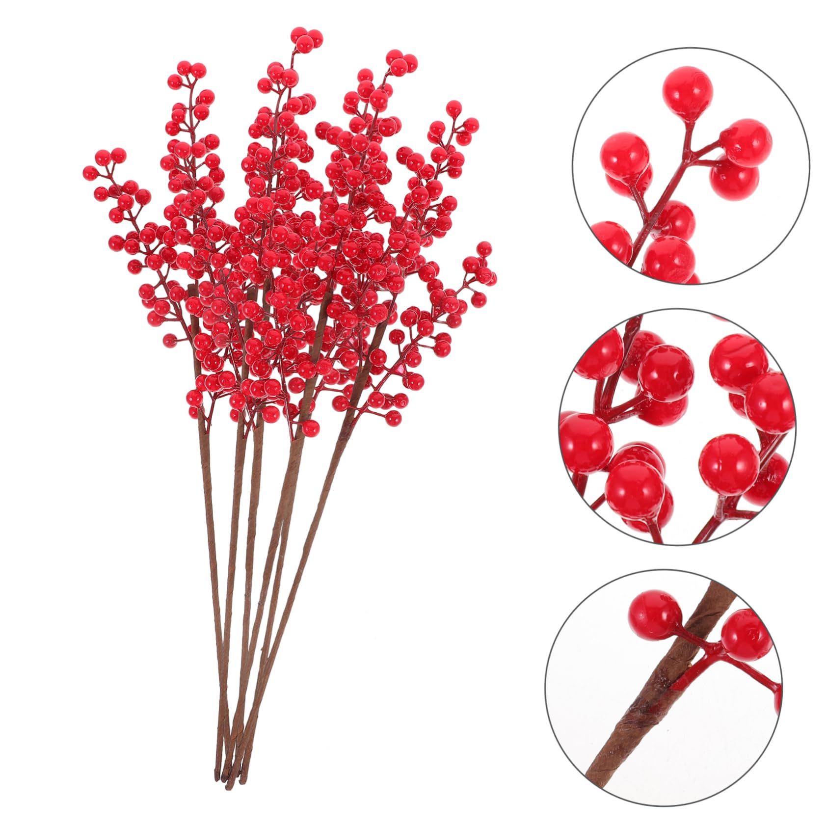 Ramo De Bayas Artificiales Rojas 6 Piezas Tallos De Baya Falsos Espuma Decoración Navideña para Bodas y Fiestas Hogar y Jarrón