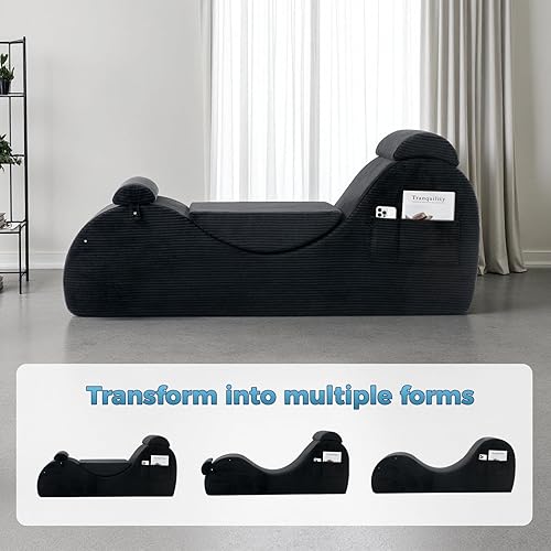 Miniatura 5 de Sillas de yoga para adultos, tumbona ergonómica para interiores con bolsillo lateral, almohada lumbar, otomana, silla de yoga perfecta para