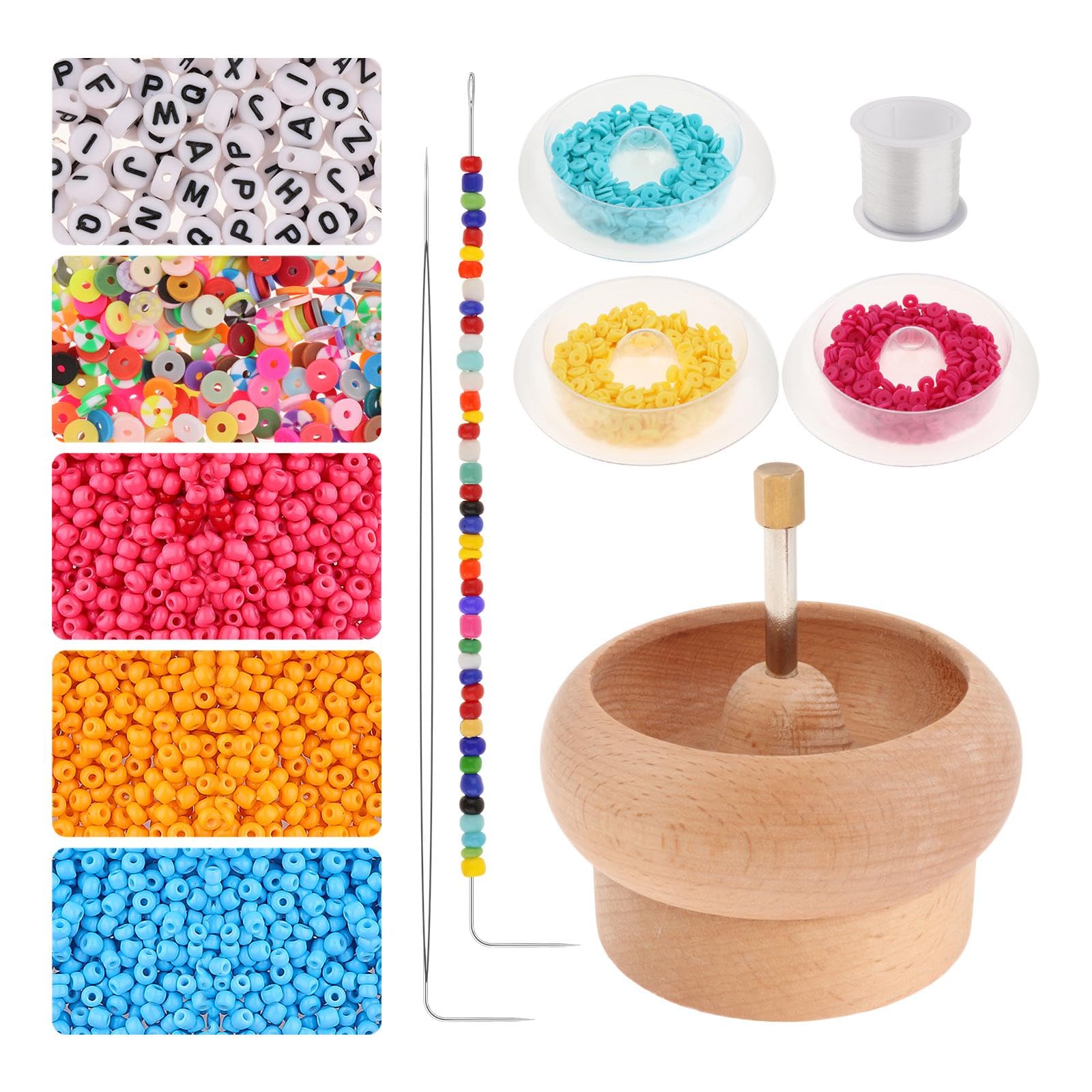 Filatore di Perline di Legno, Kit Fai-da-Te per Filatore di Perline, Caricatore di Perline per Officina Ciotola per Filatore di Perline con Perline Mu