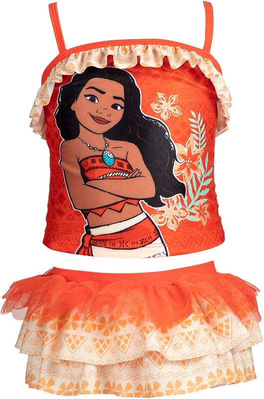Princess Girls UPF 50+ Tankini Top and Swim Skirt Swimsuit Set Toddler to Big Kid Sizes (2T - 10-12)