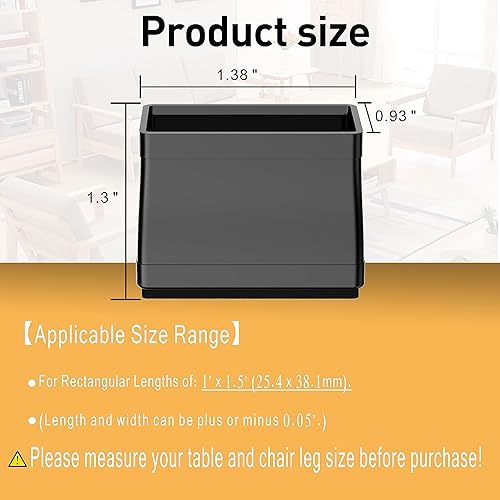 Miniatura 2 de Protectores de suelo rectangulares de 1 x 1.5 pulgadas para patas de silla, almohadillas antideslizantes para muebles, suelos de madera dura,