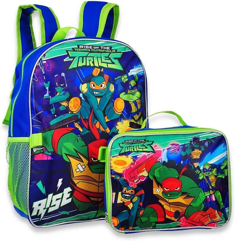 Ruz Teenage Mutant Ninja Turtles Kid's 16 Inch Backpack With Removable Lunch Box Set, Large