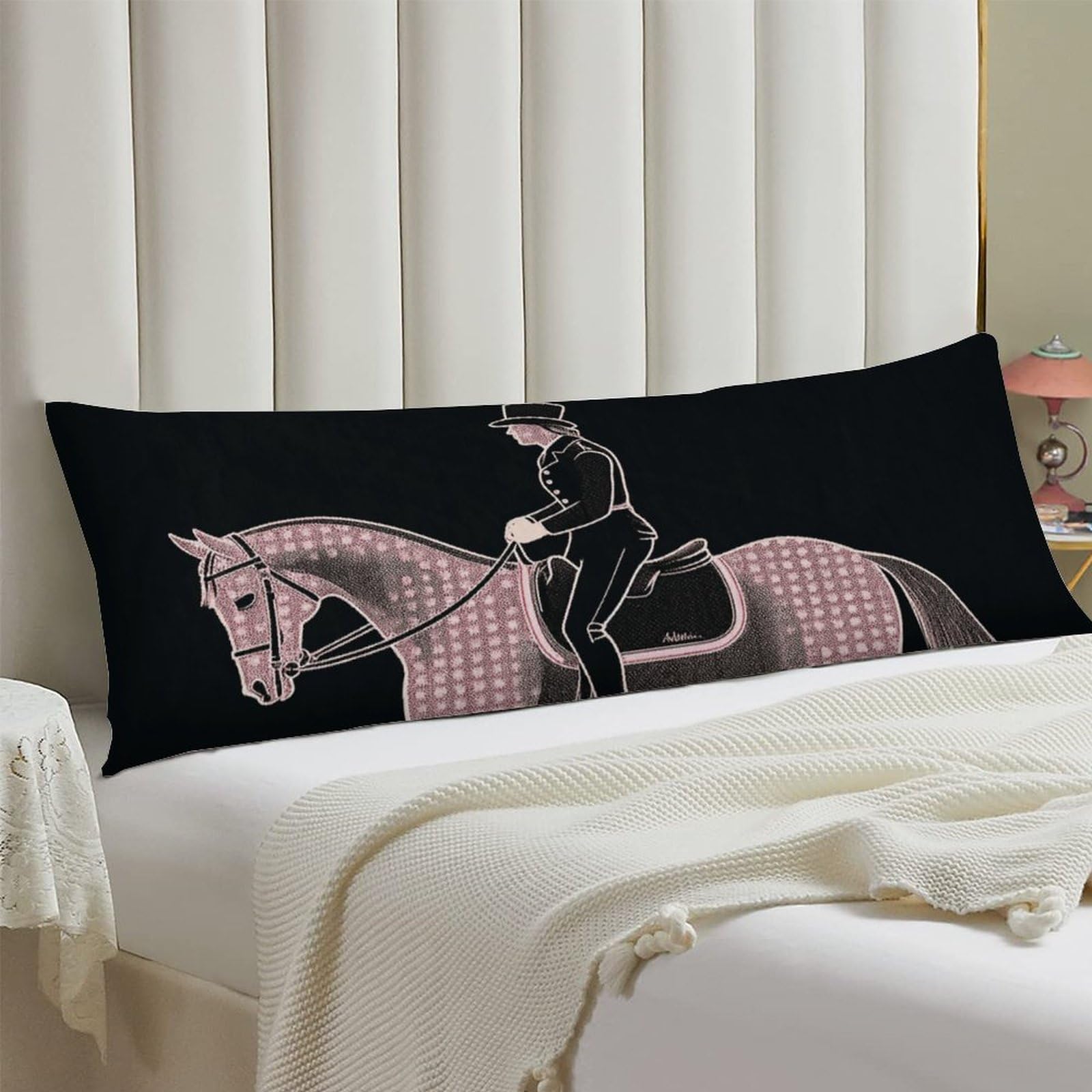 Body Pillow Cover 20x54 Long Pillow Case with Invisible Zipper Breathable Microfiber Dressage Rider Horse Pillowcase Soft Cozy Protector for Bedroom Couch Sofa Bed Home Decor All Seasons