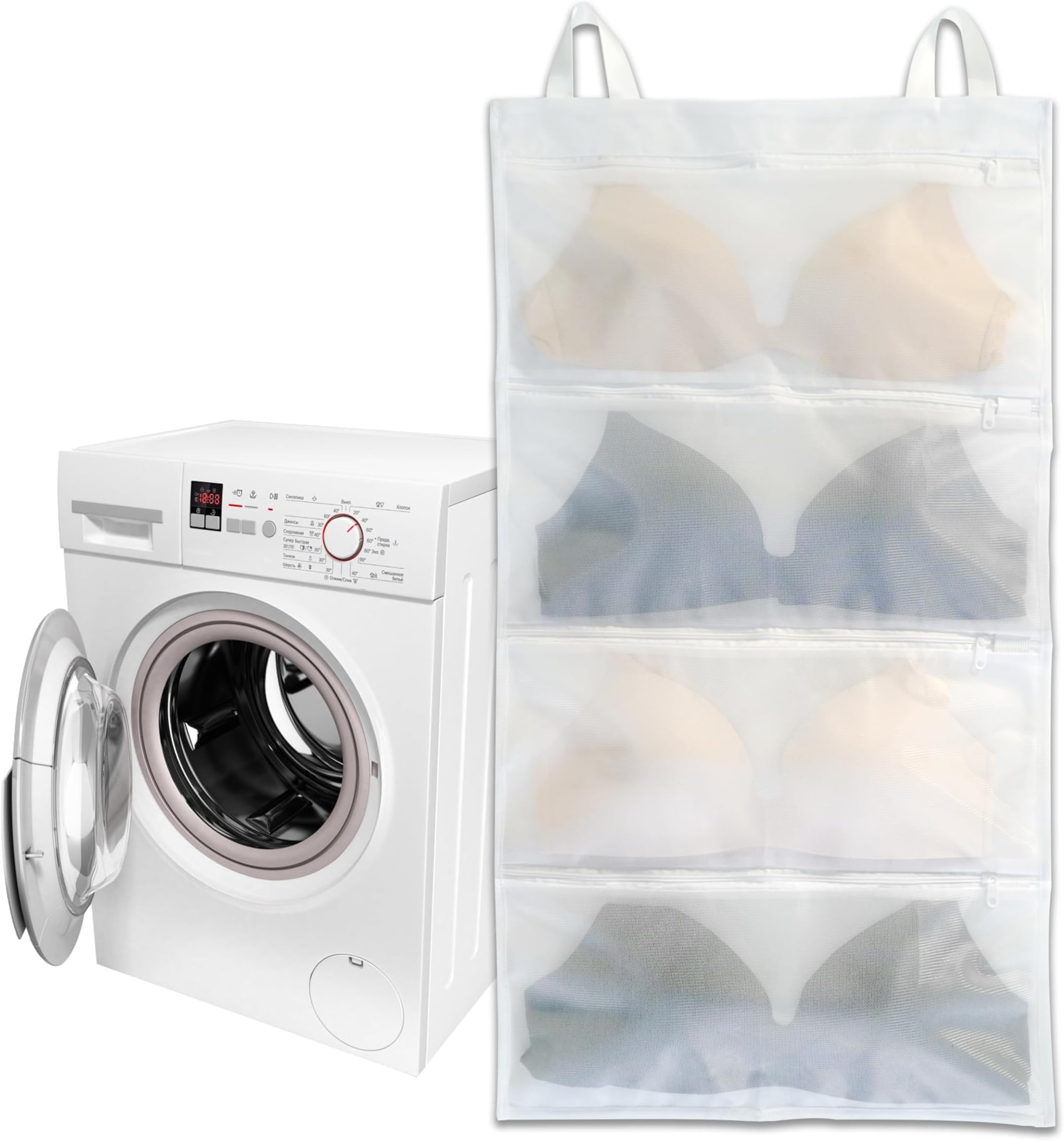 Bra bags for laundry, 1 Pack – Holds 4 A–D Cups, 4-in-1 Cleans, Dries, Stores & Dust-Proof, Bra Washing Bags for Laundry Experience better than a single washing net