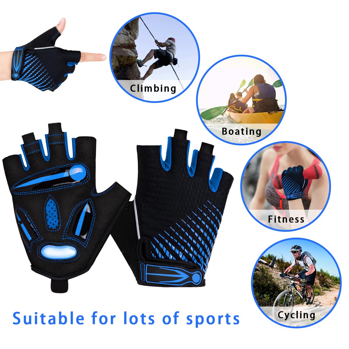 Guantes Ciclismo Medio Dedo Guantes Bicicleta Montaña Guantes Verano Guantes MTB Gel Antideslizante Transpirable Guantes Cortos Ciclismo Carretera para Hombre y Mujer