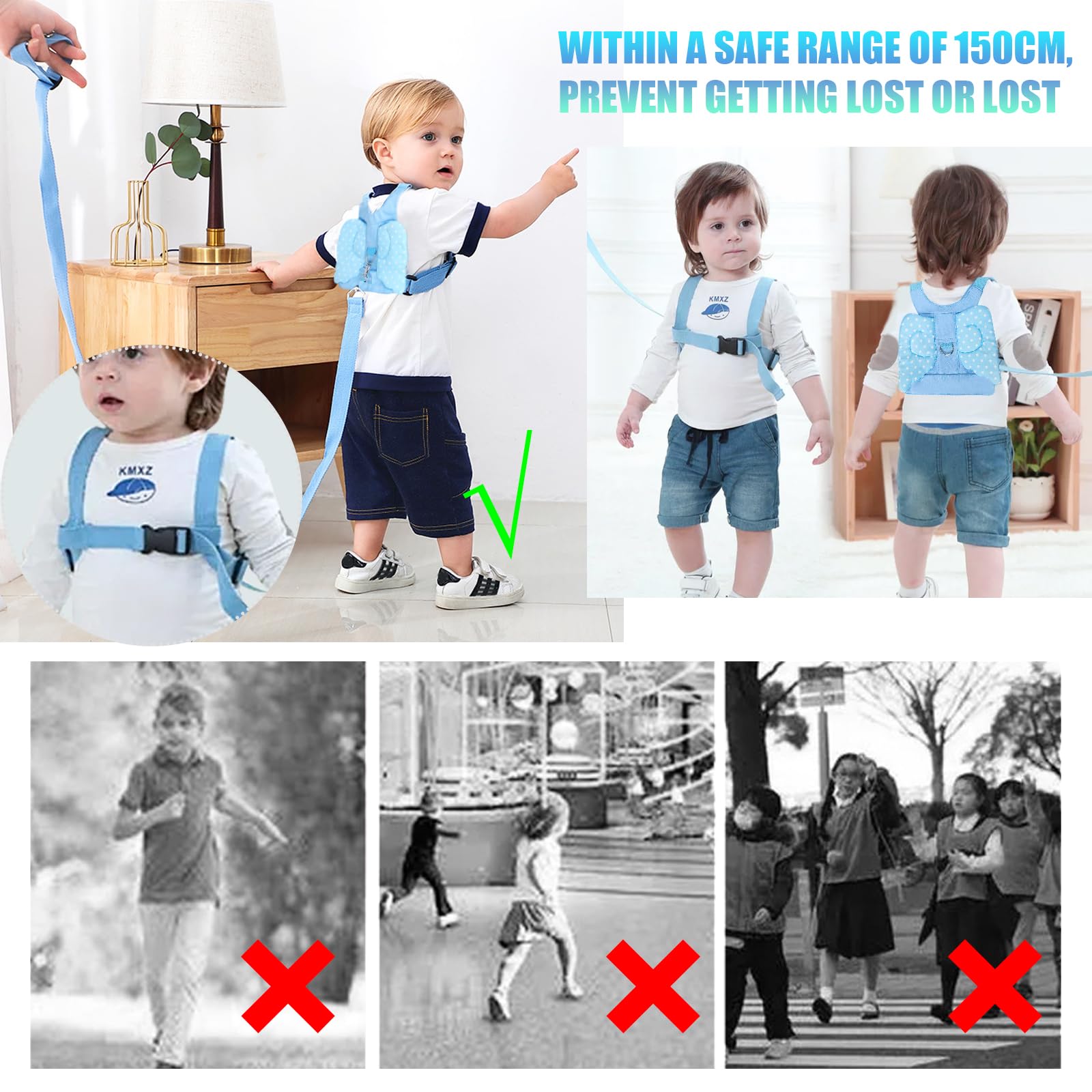 Guinzaglio per Bambini Anti-Loss, Imbracatura di Sicurezza, Collegamento del Polso per Bambino