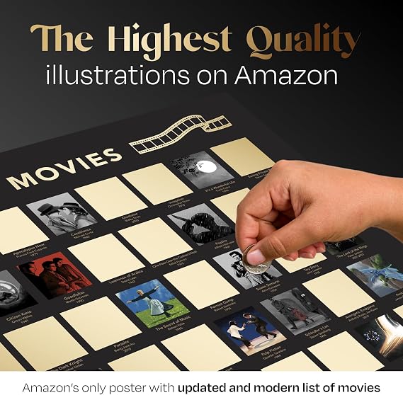 Palettes and Prints Movie Lovers Bundle - Top 100 Horror Movies + Top 100 Movies Scratch Off Poster