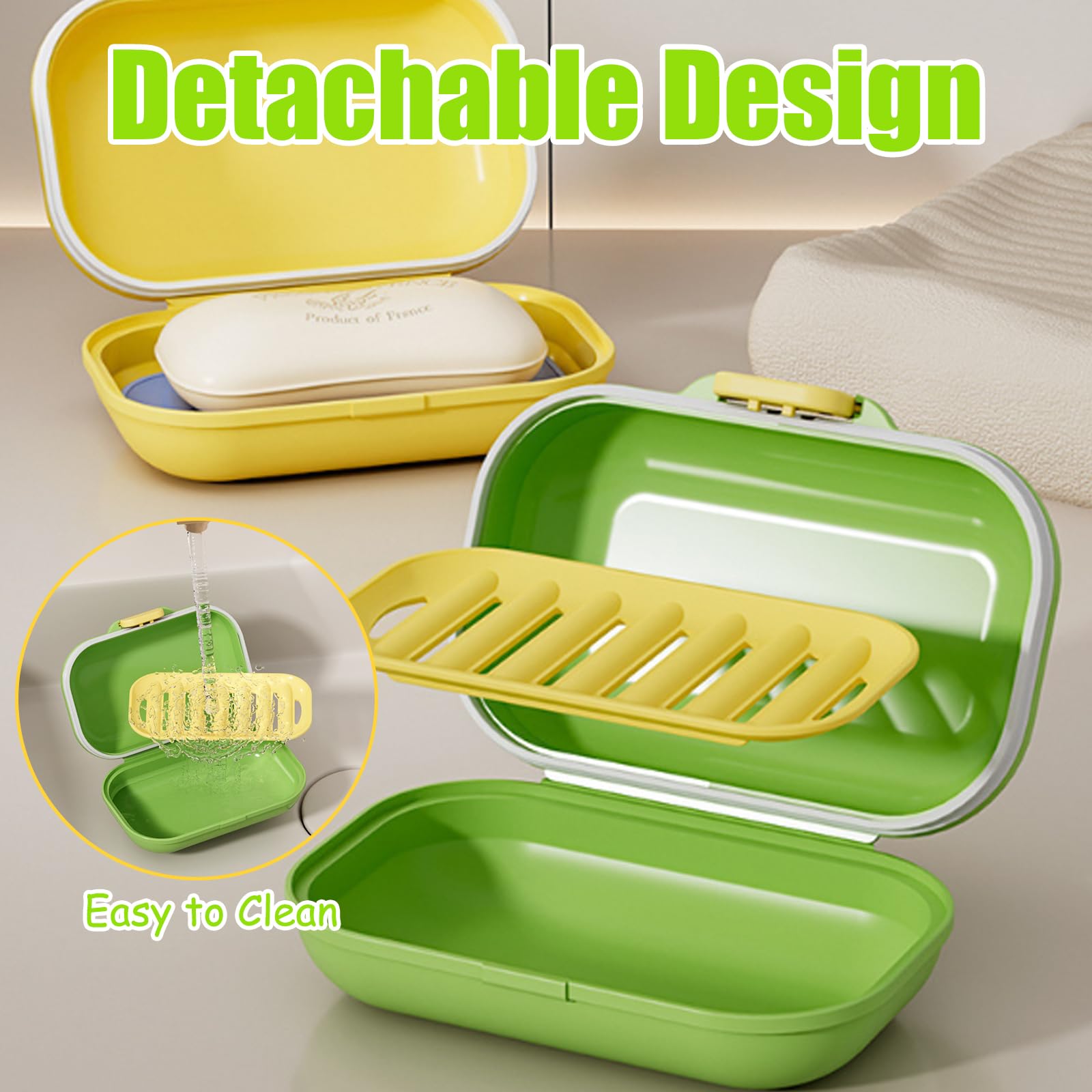 Jaboneras De Viaje Con Tapa - Pack De 2 Unidades, Diseño Con Rejilla De Drenaje, Ideales Para Casa Y Camping