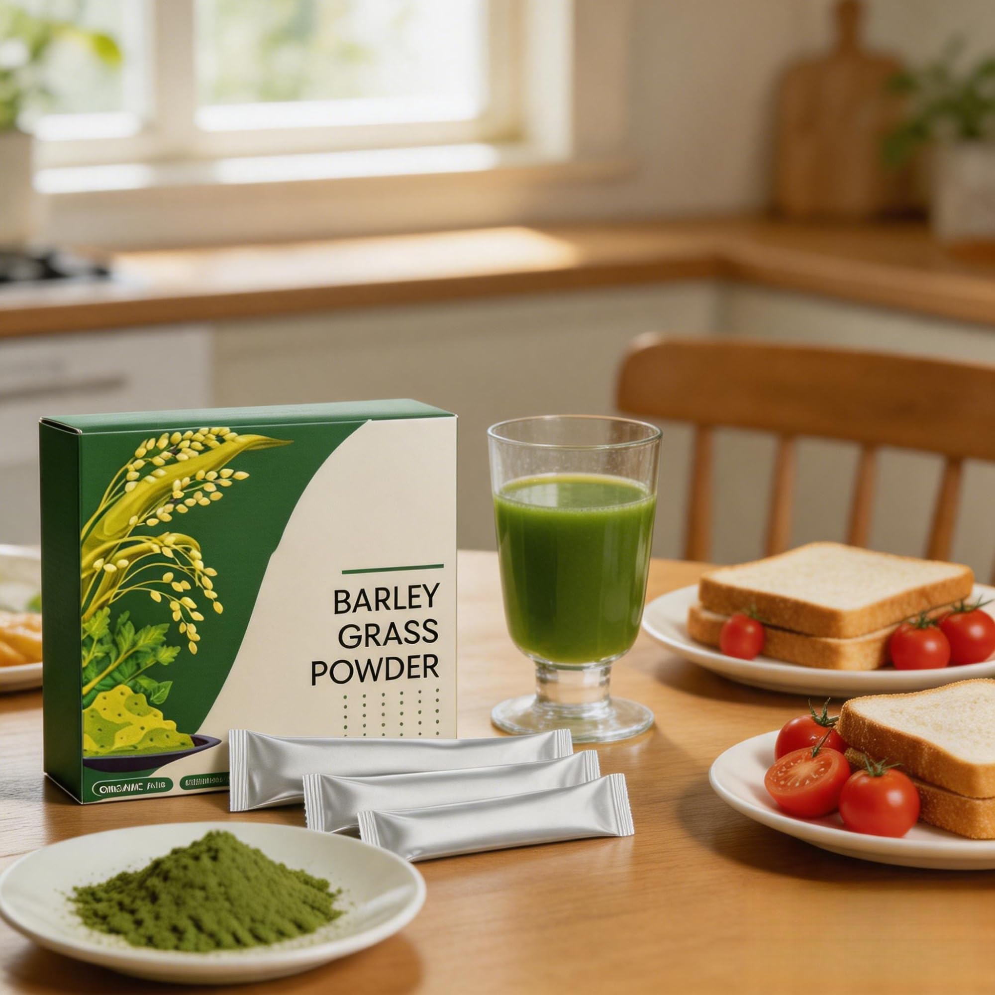 Polvo puro de hierba de cebada, superalimento verde natural, rico en clorofila y antioxidantes, nutrientes diarios, 30 porciones(5pcs)