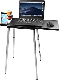 Portable Laptop Computer Stand Desk Table, Compact Foldable, Lightweight 3 lbs , Adjustable Height 19-29 inches, For Remote Work Travel Home Office School