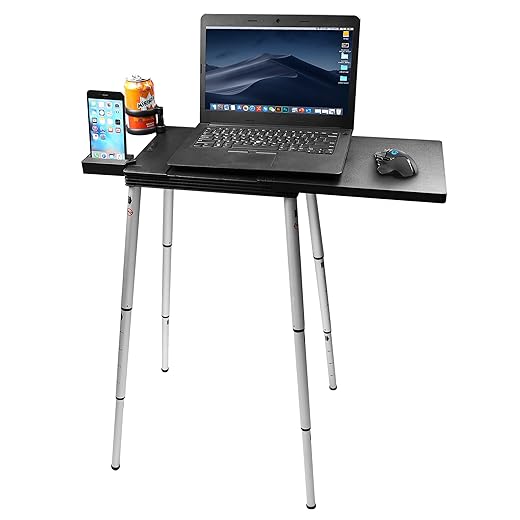 Tabletote Plus Black Adjustable Height Compact Lightweight Portable Collapsible Laptop Computer Stand Desk Table