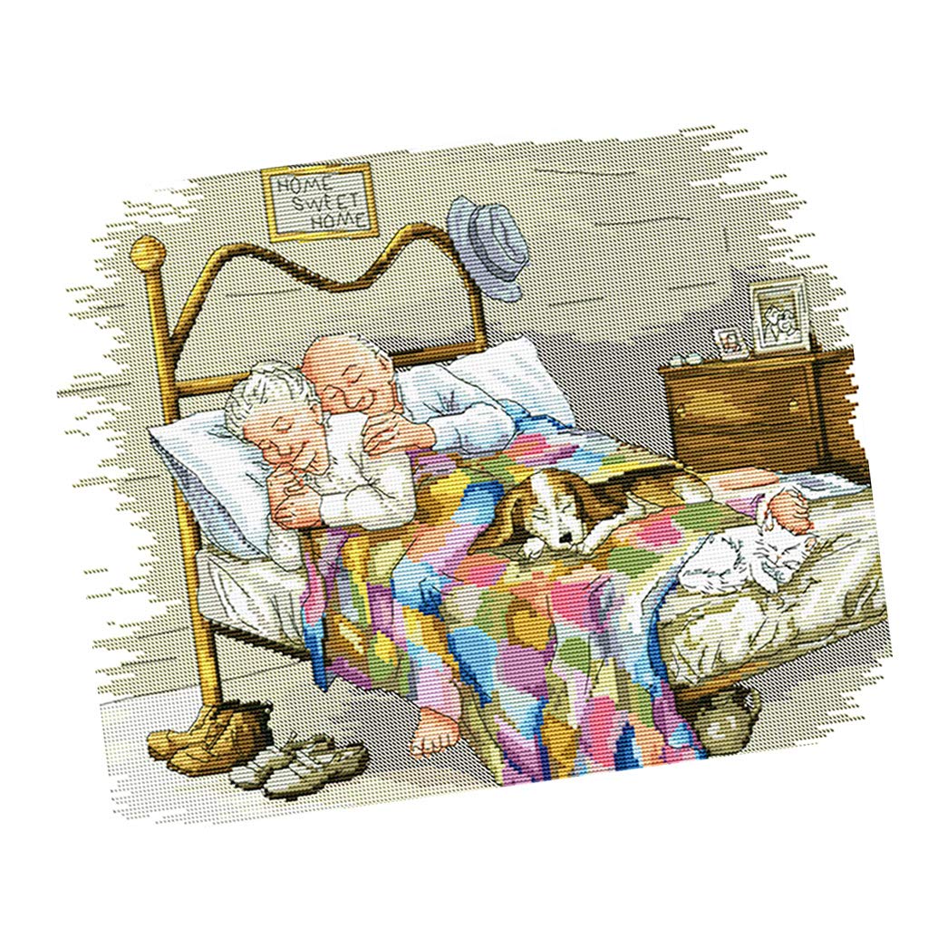 KBOLAE Stamped Cross Stitch Embroidery Kits DIY Needlework - The Old Married Couple