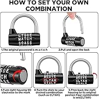 Vista 4 de Cerradura de combinación de 5 letras, 4 unidades, casillero de gimnasio de 5 dígitos, candado de combinación de candado de metal reiniciable sin