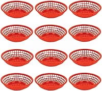 Vista 6 de Cesta redonda de comida rápida de 8 pulgadas, de plástico negro, juego de 12 - Freír comida rápida reutilizable servicio de alimentos Restaurante