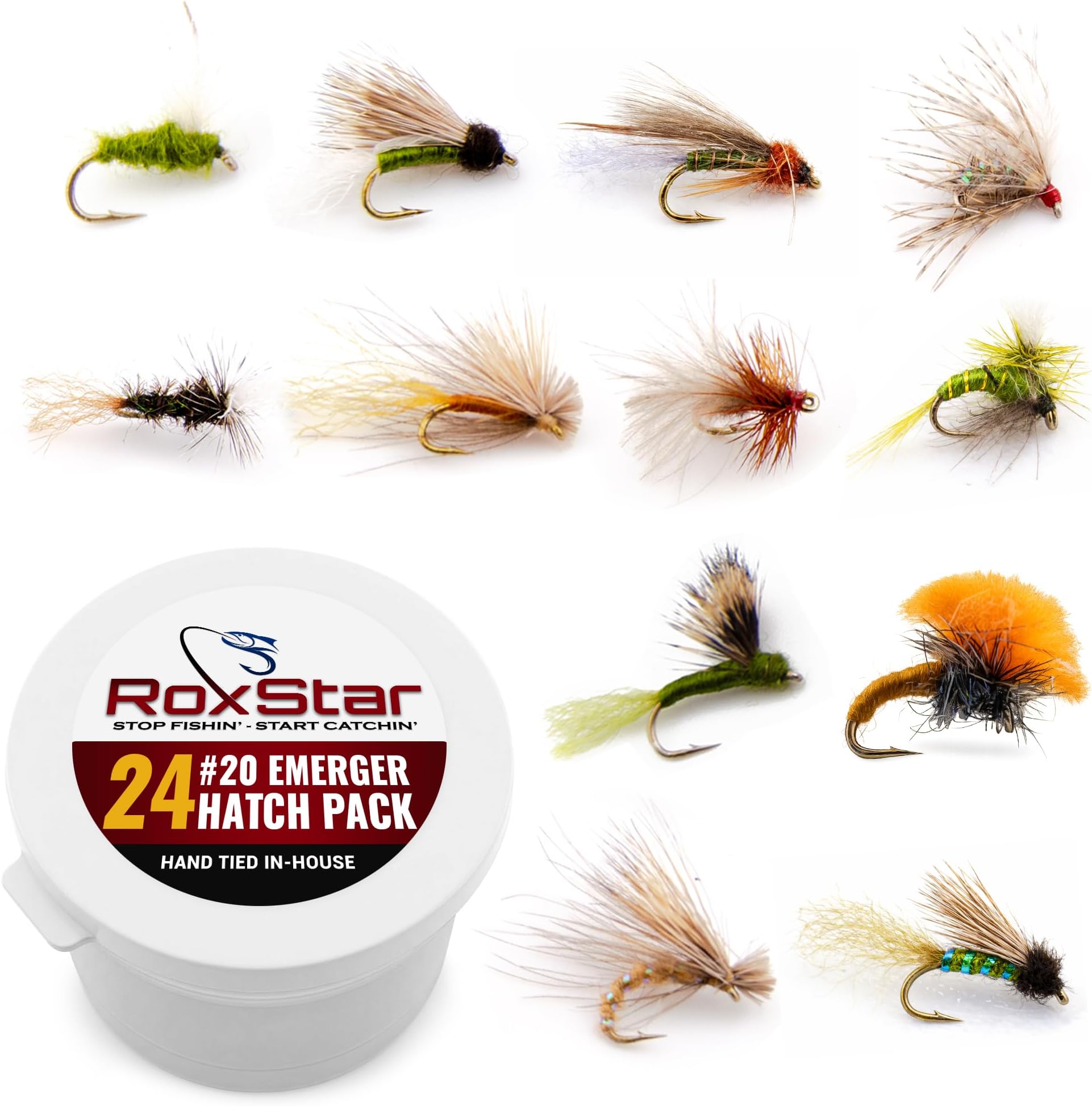 RoxStar Fishing Fly Shop, Premium Stimulator Dry Fly Assortment, Hand-Tied Dry Flies for Trout and Bass
