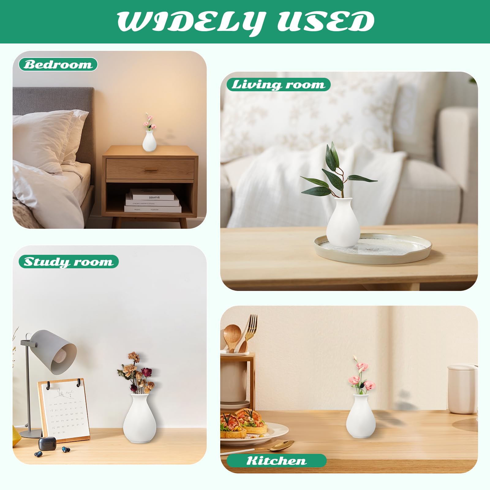 Paquete de 15 jarrones de cerámica blanca a granel, jarrones de flores pequeñas bohemias de alta calidad para centros de mesa para centros de mesa para pampas garss, flores secas, decoración de mesa