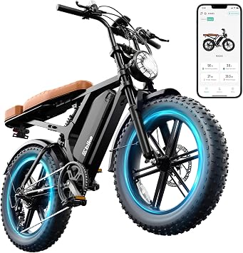 TST Electric Bike for Adults, 1500W Peak Motor 60-100 Miles Fat Tire Ebike with 48V 15/30Ah Removable Battery 20" Fat Tire E Bike, Full Suspension and 7-Speed,UL 2849 Certification