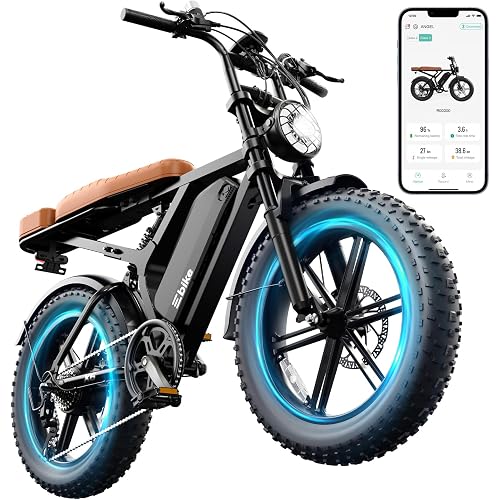 TST Electric Bike for Adults with 48V 15Ah Removable Battery, 1500W Peak Motor 60 Miles Ebike, 20" Fat Tire E Bike, Full Suspension, Disc Brakes, LCD Display, APP Control and 7-Speed Electric Bicycle