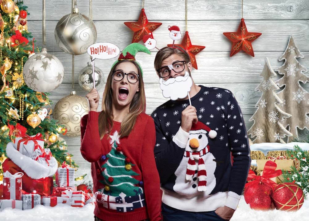 Christmas Wood Photography Backdrop Winter Holiday Xmas Tree