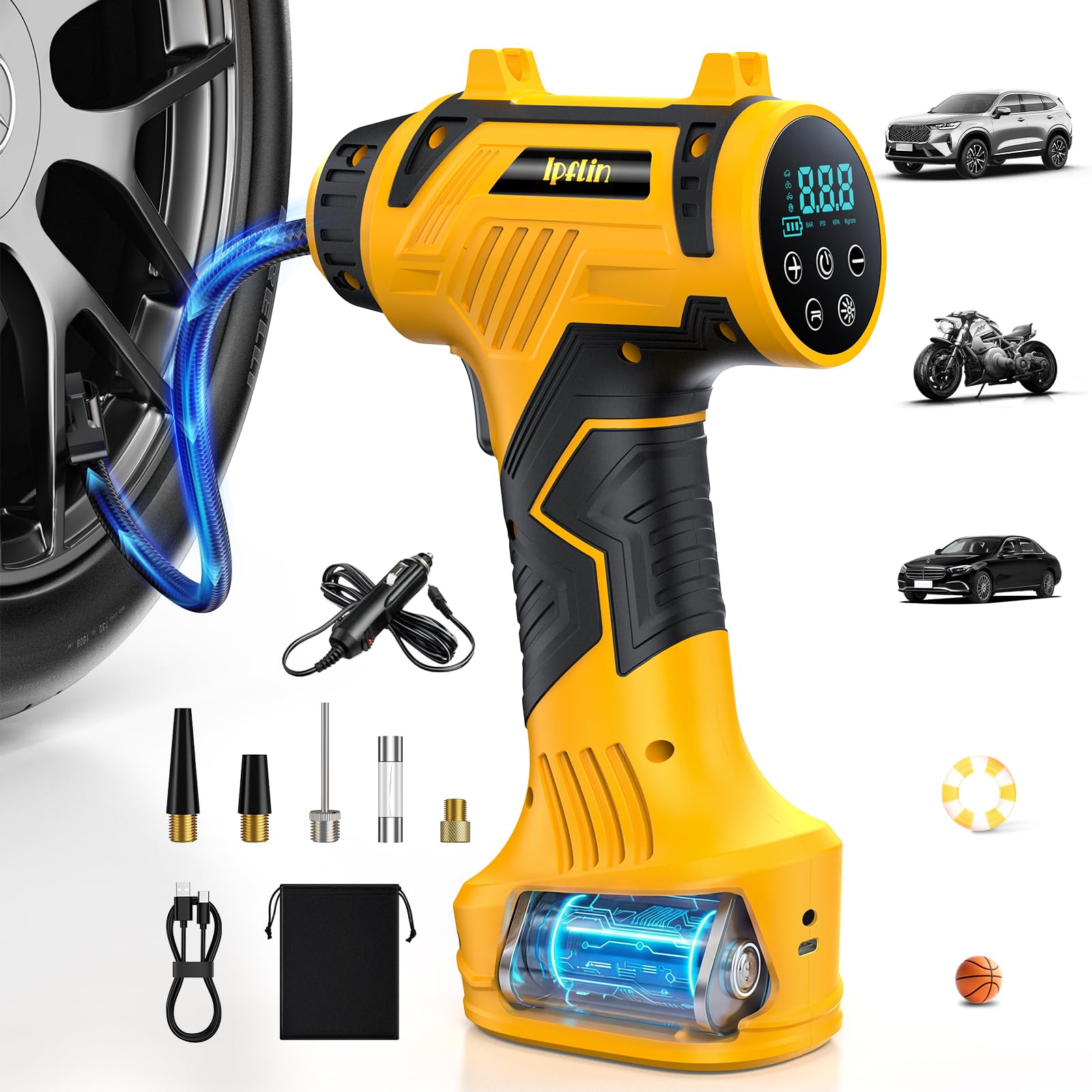 Photo 1 of ??????? Tire Inflator Portable Air Compressor - Corded/Cordless Tire Inflator - ??????? & 12V DC, Faster Inflation Handheld Air Compressor, 160PSI Air Pump for Car, SUV, Motorcycle, Bike