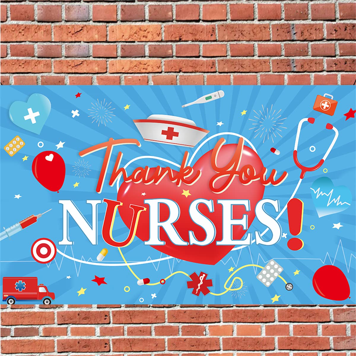 AIBIIN 7x5ft Nurse Graduation Backdrop She Did It Congratulations Graduates Blue Gold Glitter Photography Background Congrats Grads Class Of 2025 Prom Party Decorations Banner Photo Studio Props