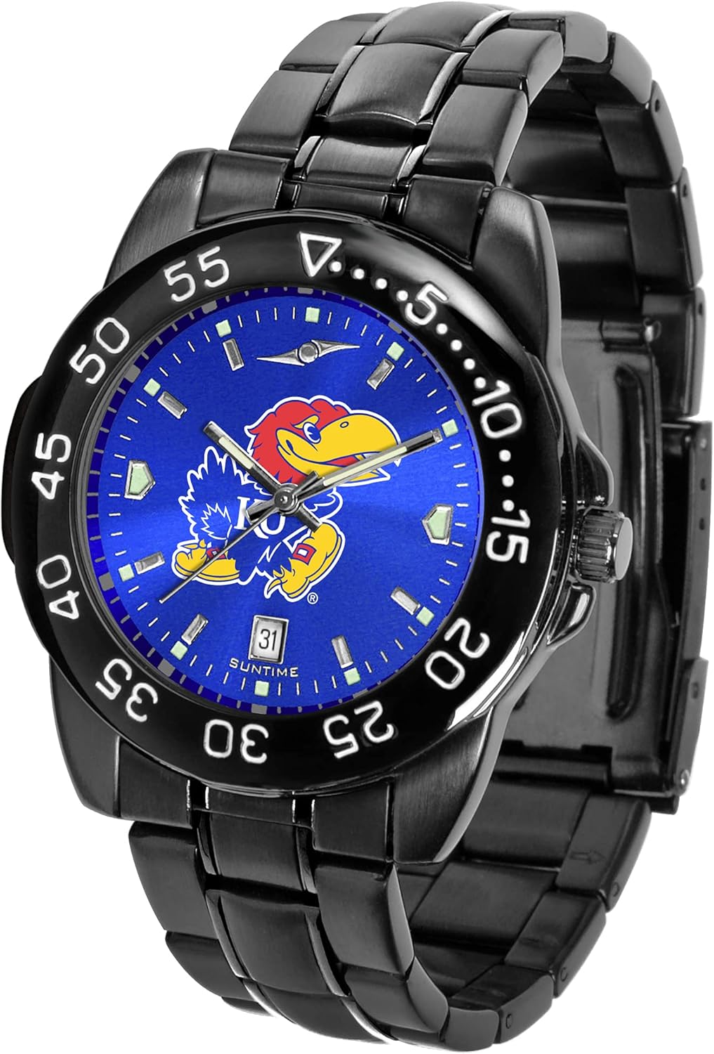 SunTime Men's Fantom Sport Collegiate Team Watch Black with Shiny Anochrome Dial