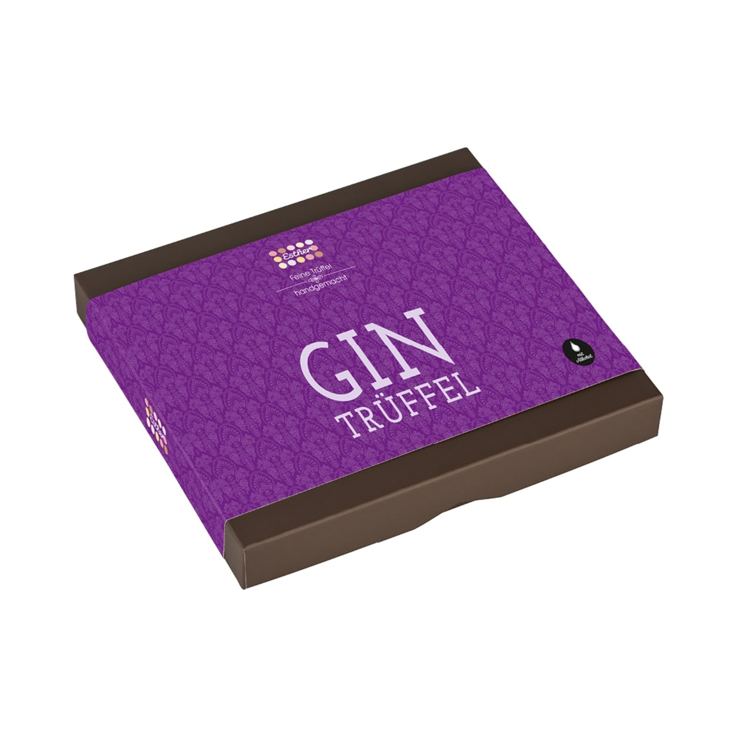 Esther GIN Trüffel 9er Präsentpackung mit Alkohol 102g | Pralinen und Trüffel mit Gin Füllung | Geschenkidee für Geburtstag, Vatertag, Muttertag | passendes Präsent für Opa, Papa, Freunde und Familie