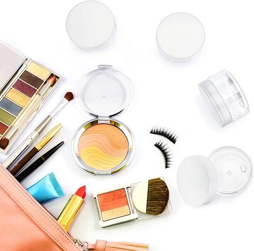 Miniatura 4 de SATINIOR - Paquete de 6 recipientes de plástico redondos transparentes a prueba de fugas, con tapa para almacenamiento en viajes, sombra de ojos,
