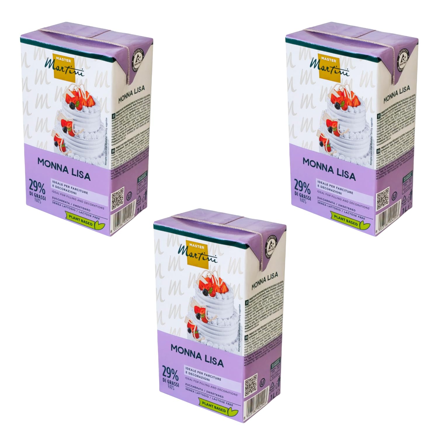Rellenos Vegetal Nata Monna Lisa Pro 1 L, Cocina Profesional (Pack 3)