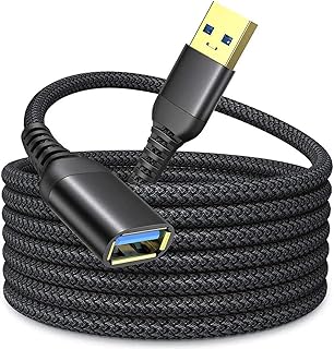 Heavy Duty Braided USB 3.0 Extension Cable 1.8M | Type A Male to Female Extender Cord | Fast Data Transfer | High-Speed Compatible with Hard Drive, PS VR, Printer, Camera, Keyboard | Made by WUW