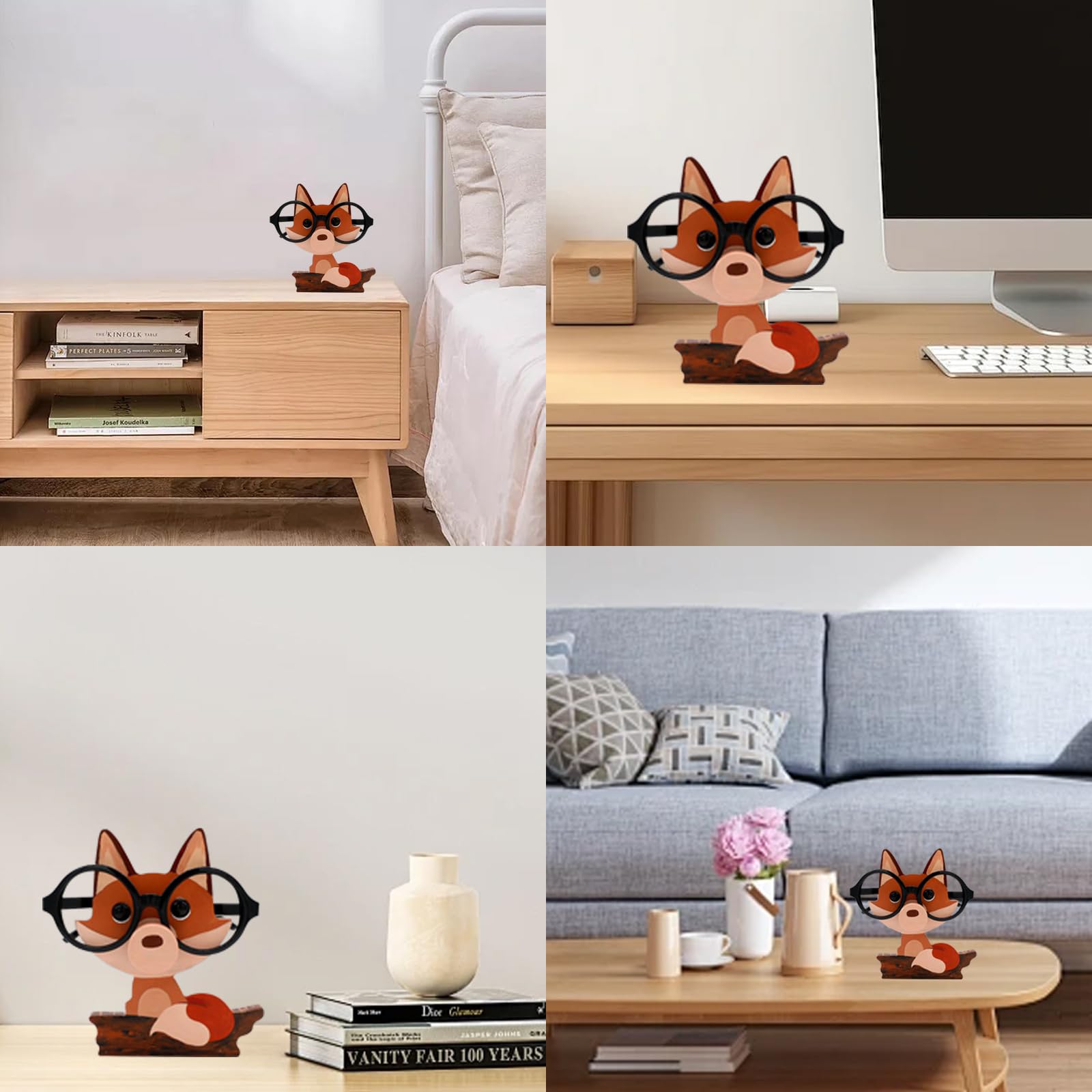 Porta Occhiali A Forma Di Volpe In Legno - Design Puzzle 3D - Foto 12