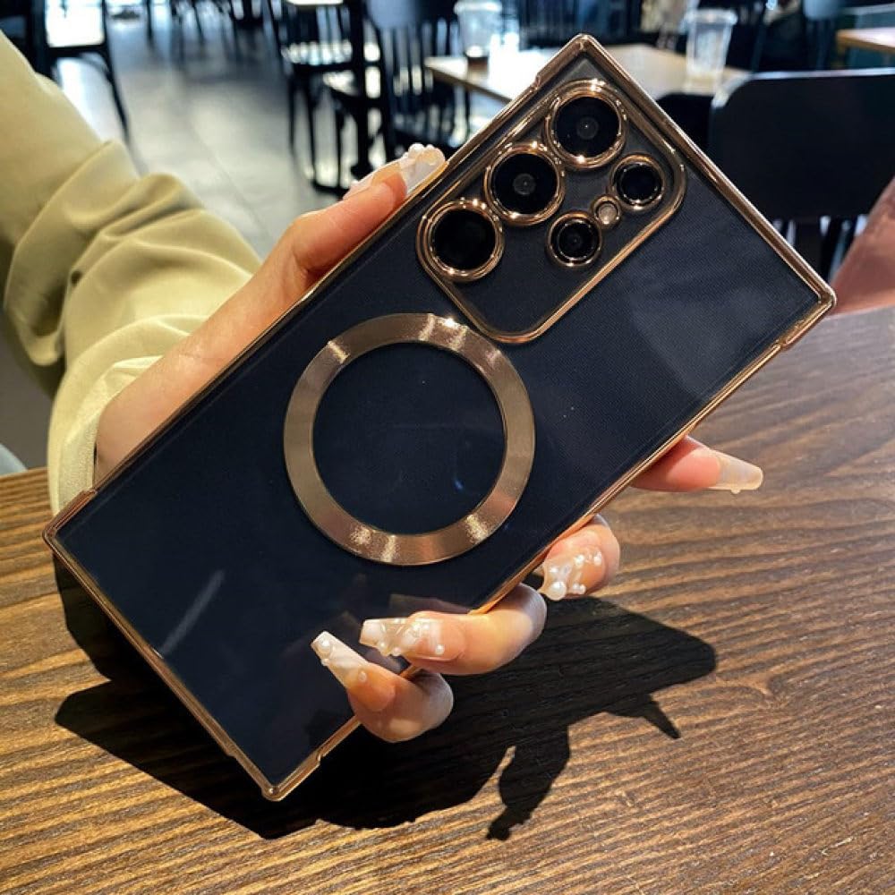 Coque Samsung S23 Ultra dorée transparente et élégante avec placage chic - 8