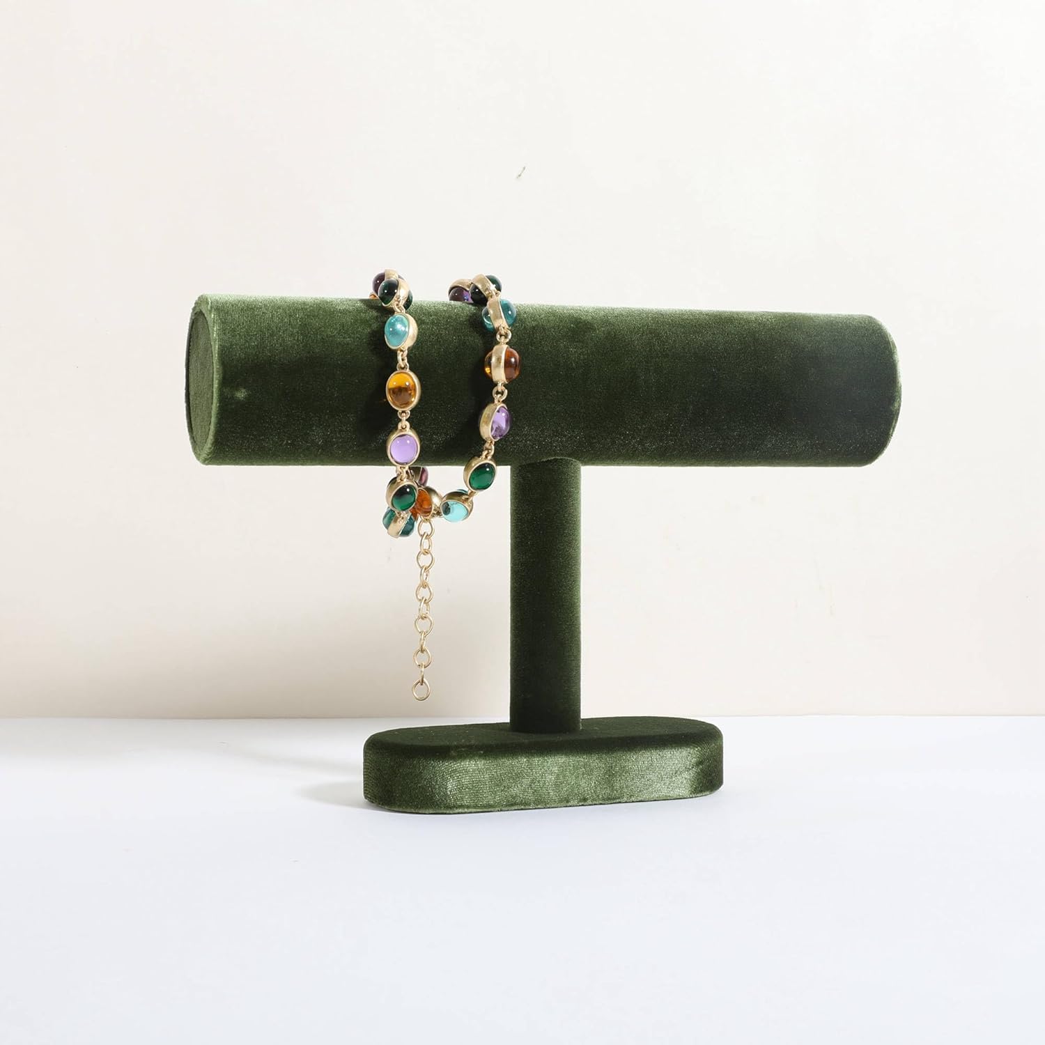 GemeShou Green Bracelet Stand Jewelry Display, Velvet Bracelet Holder Organizer, Bracelet T Bar Display for Selling【Green】