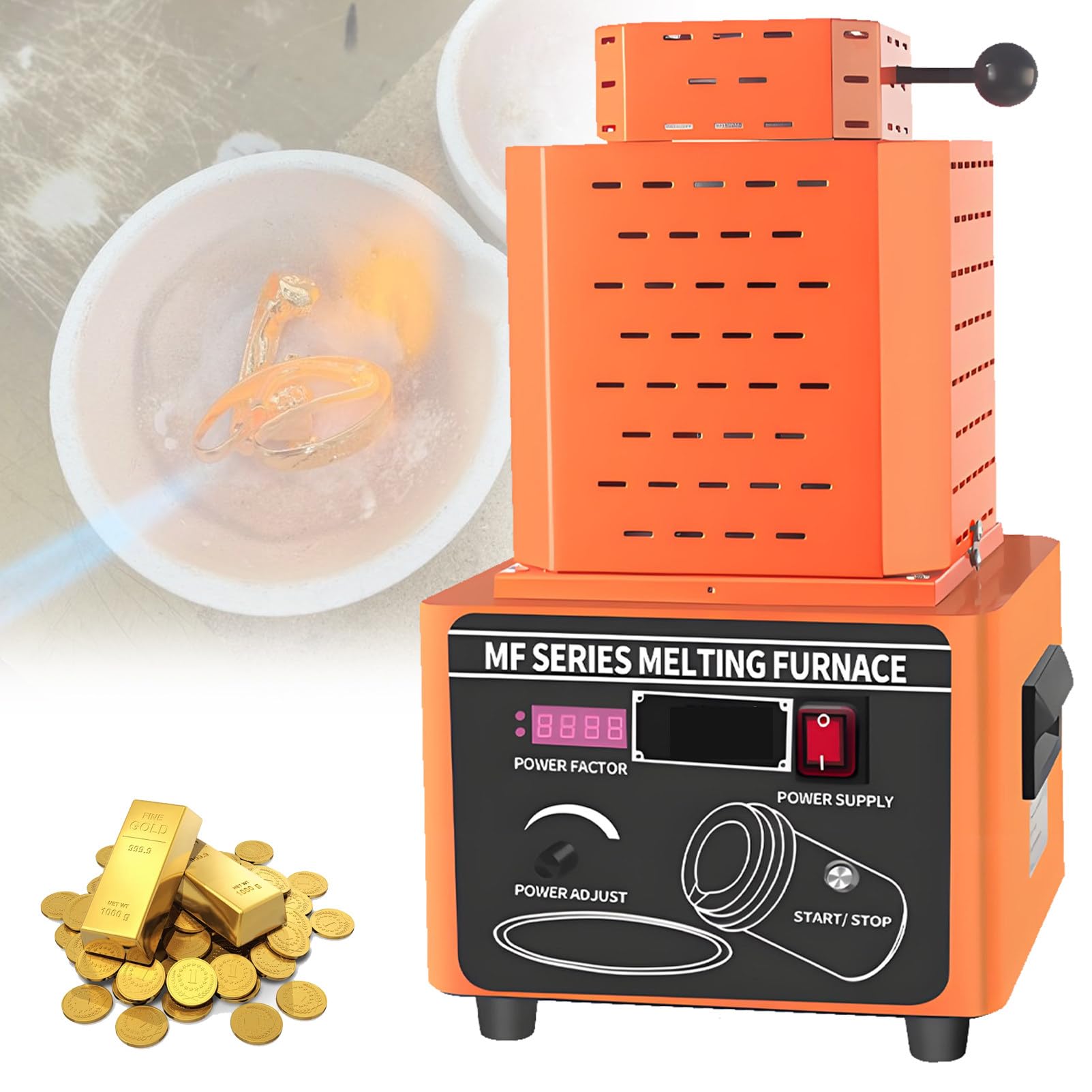 3 kg elektryczny zestaw do odlewania metalu 2102 ℉/1150 ℃, szybkie odlewanie 3-5 minut, do biżuterii ze złota/srebra i miedzi/aluminium odlewów pomarańczowych-3kg