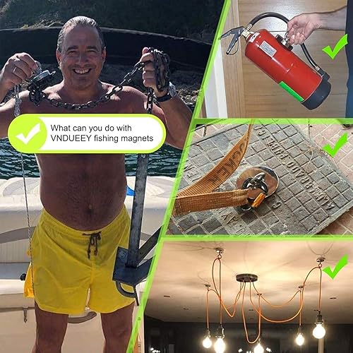 Vista 3 de Imán de neodimio de tierras raras con fuerza de tracción de 700 libras y cáncamo, diámetro de 2.95 pulgadas, magnetismo superior para rescate