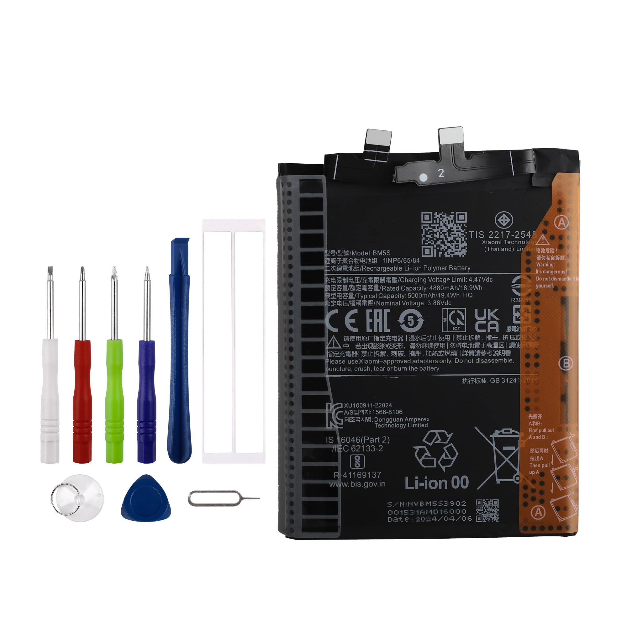 BM5S Batteria di ricambio compatibile con Xiaomi 13T Pro/Redmi K60 Ultra con toolkit