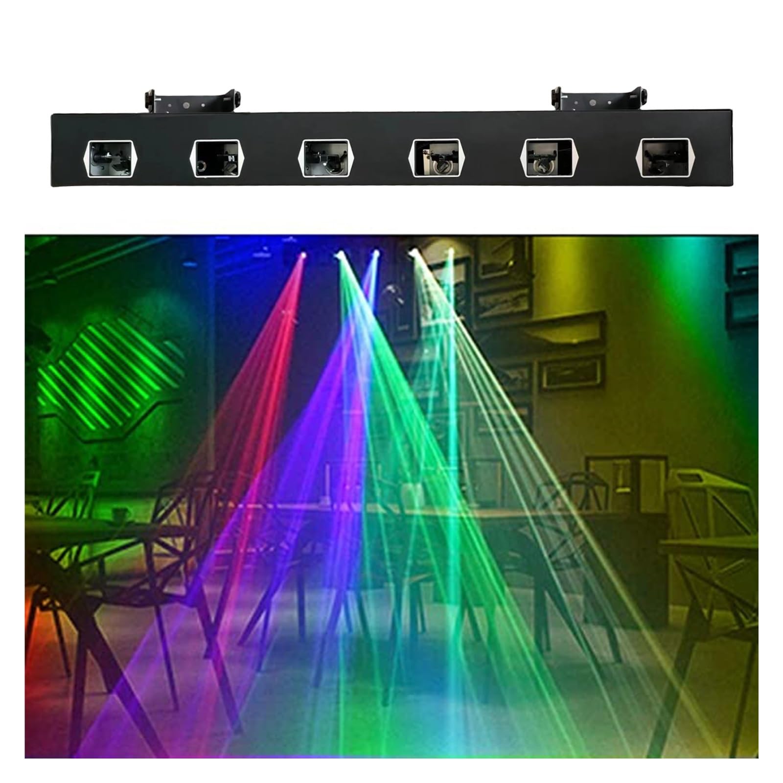 6 otworów LED Light RGBYC kolor wiązki wzór linii DJ Disco oświetlenie na imprezę sterowanie oświetlenie do zastosowań muzycznych do tańca urodziny Bar