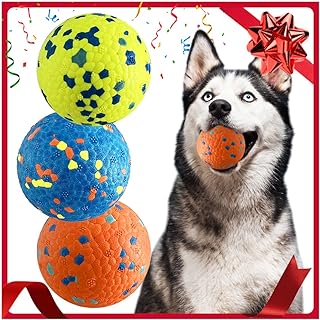 Dog Balls, Indestructible Tennis Balls for Dogs, Durable Bouncy Dog Toy Balls for Aggressive