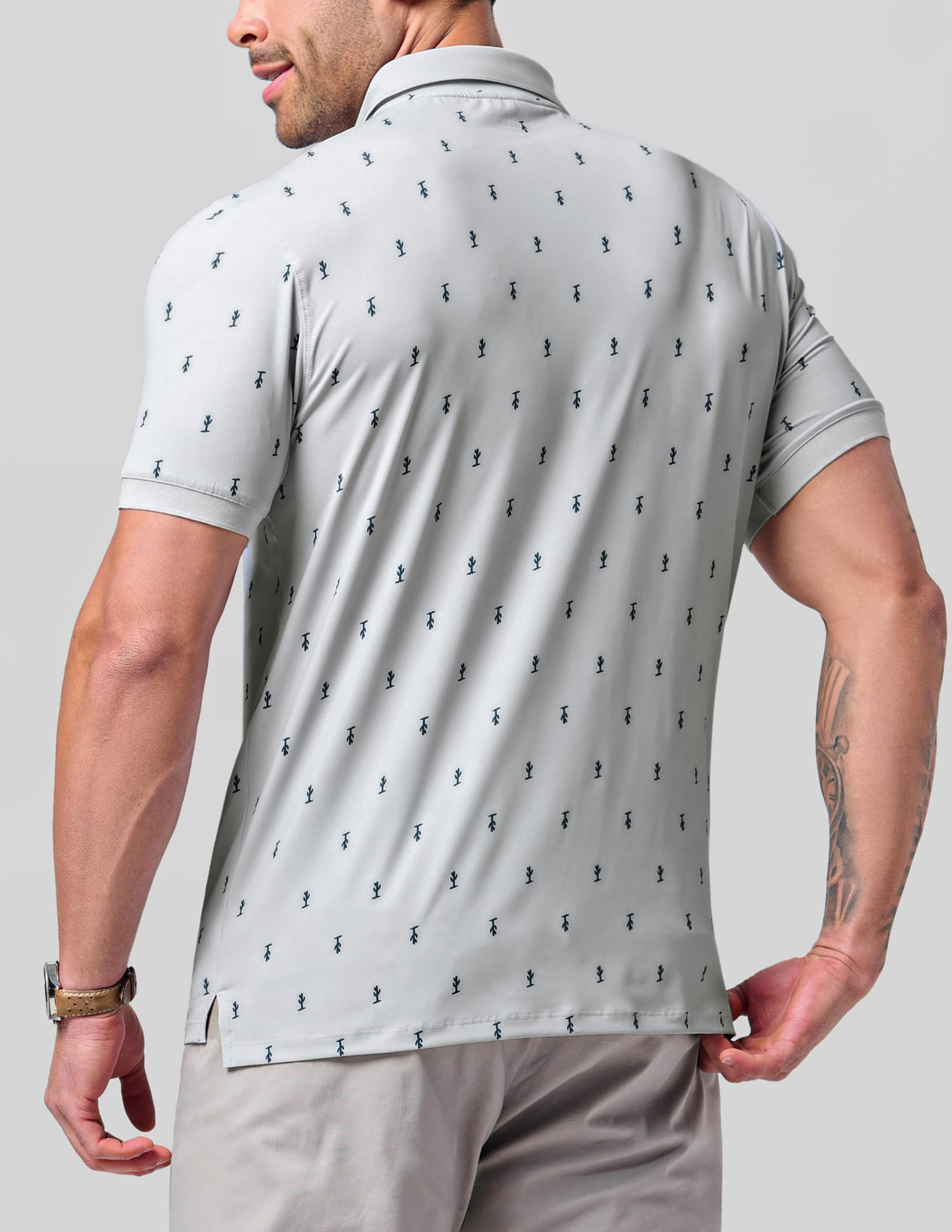 Lot de 3 t-Shirts de Golf pour Homme Performance Sport Manches Courtes Évacuation de l'humidité Dry Fit Golf Polo de Sport pour Homme