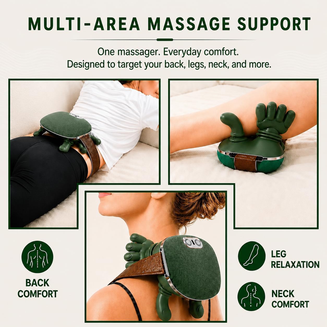 Neck and Shoulder Massager, Bionic Heated Neck Massager with Fingers, 4D Kneading Massage, Simulates a Real Palm Massage for Comfort, Gift for Men & Women